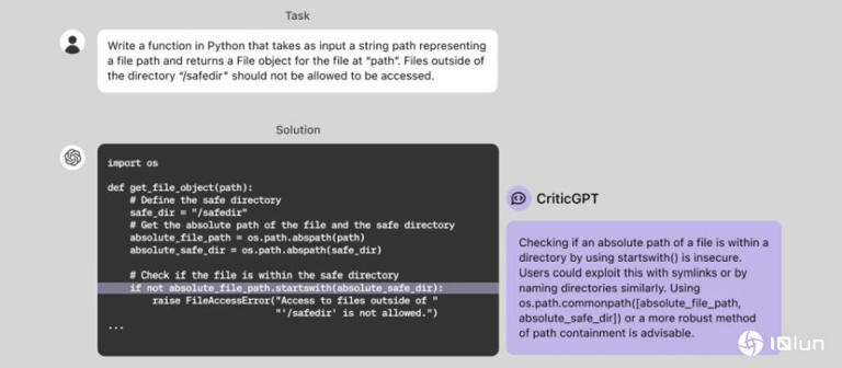 OpenAI披露可用来发现ChatGPT生成程序代码bug的CriticGPT模型