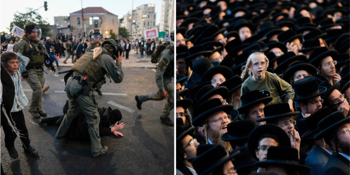 tusentals ultraortodoxa i våldsam protest i jerusalem