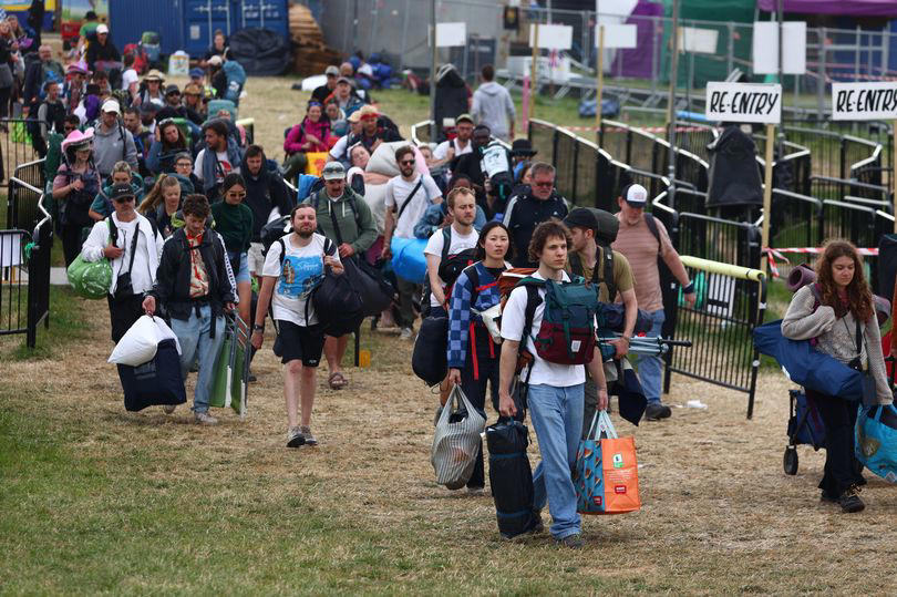 glastonbury big clean-up begins as festival goers head home after five-day party