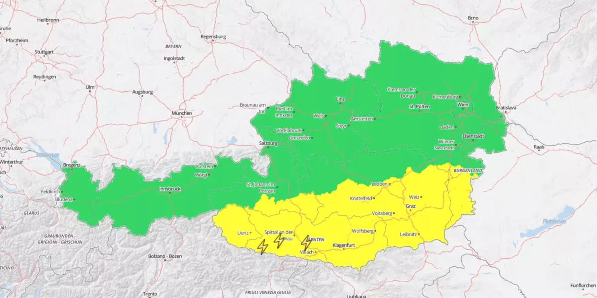kräftige schauer und gewitter: wetterwarnung für den süden österreichs