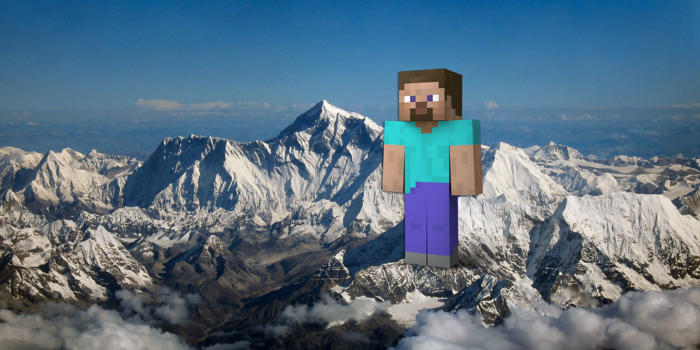 android, minecraft player recreates mt. everest in the game