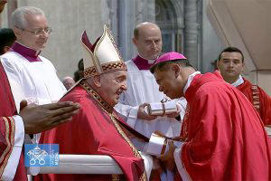caceres archbishop receives pallium from pope francis