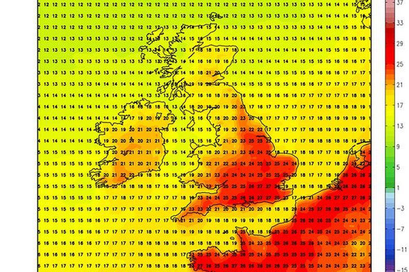 uk weather maps turn bright red to reveal exact date brits will bask in 27c heatwave