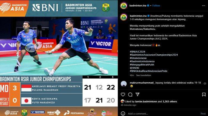 hasil badminton kejuaraan asia junior 2024: indonesia lolos ke semifinal usai bungkam jepang 3-0