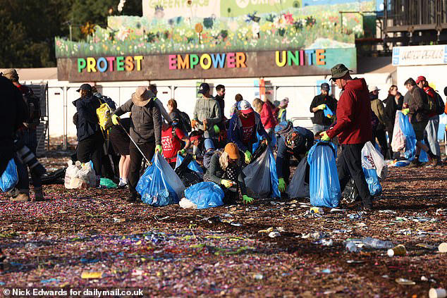 glastonbury clear-up to rid sea of rubbish from worthy farm begins