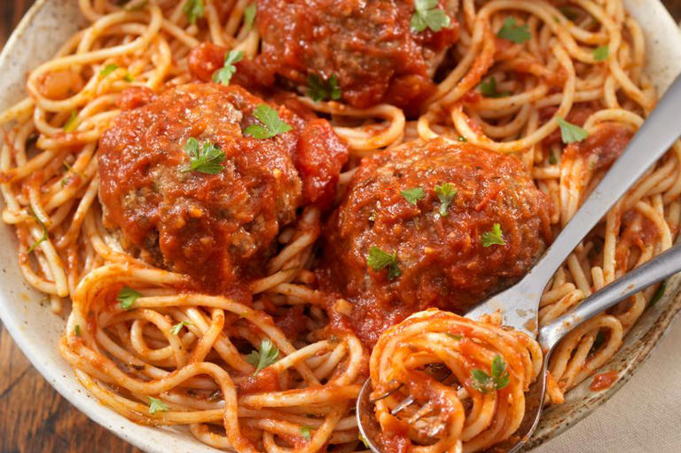 Spaghetti and meatballs were also on the menu