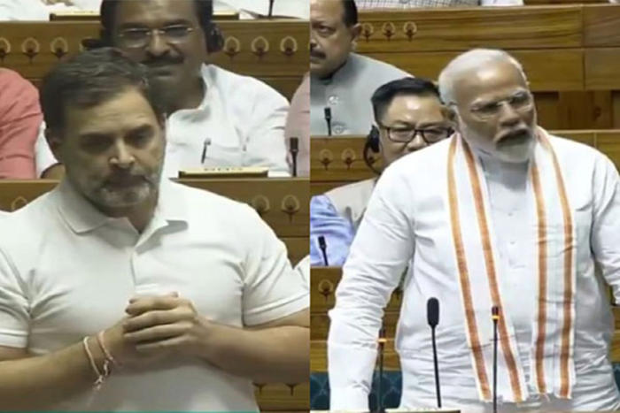 modi vs rahul gandhi in lok sabha during motion of thanks debate on president's address | video