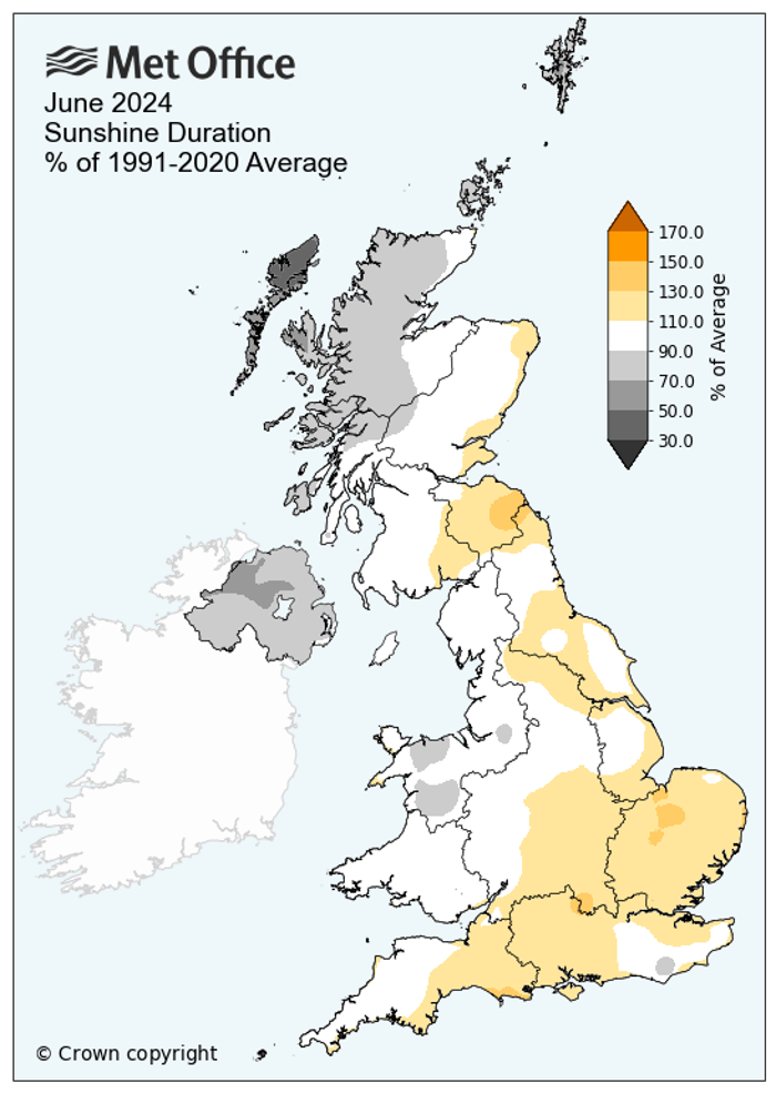dry, cool and sunny june for the uk