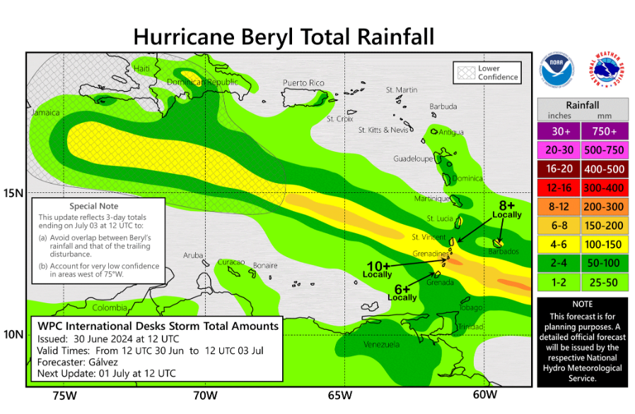 mapped: hurricane beryl barrels towards caribbean islands as category 4 storm