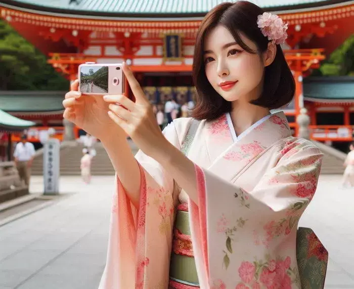 기모노 입고 일본 신사 앞에서 찍은 사진 인스타에 올렸다가 이별 위기에 처한 여성