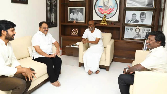 rajinikanth interacts with nadigar sangam members; commits to oversee new building's construction soon