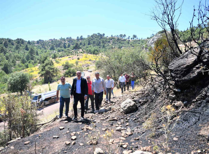 başkan kotan, doyran’daki yangın alanında incelemelerde bulundu
