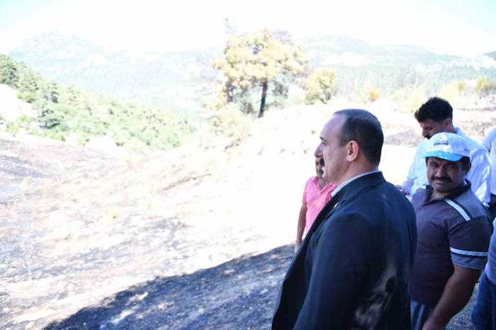 başkan kotan, doyran’daki yangın alanında incelemelerde bulundu
