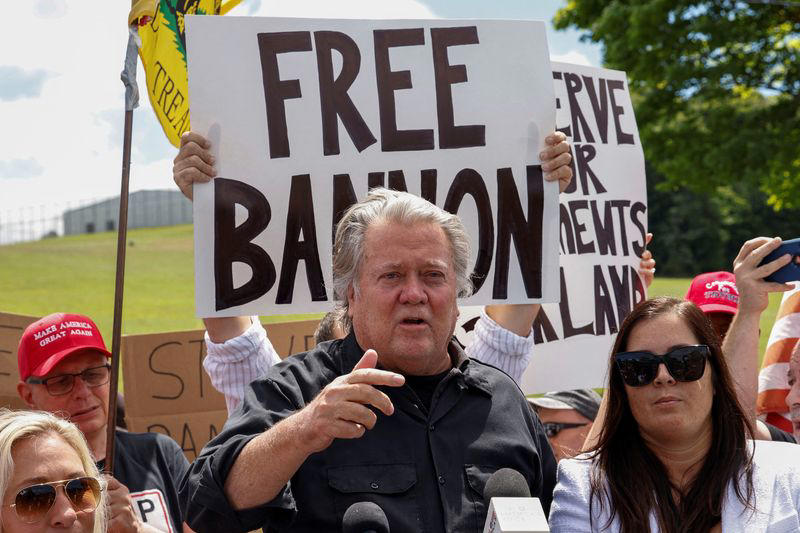 trump ally steve bannon arrives at prison following contempt conviction
