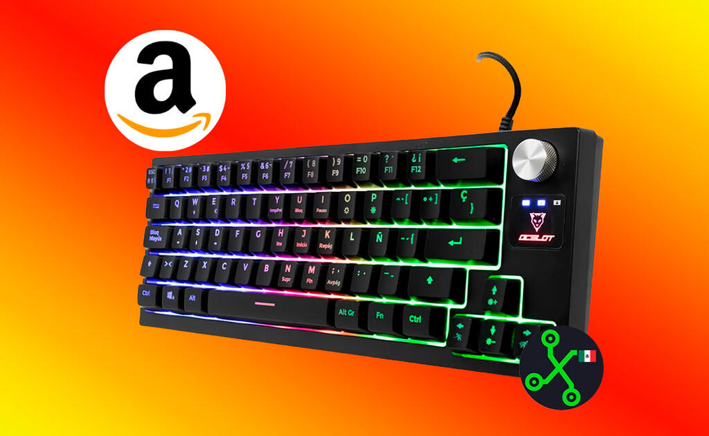 amazon, teclado de membrana para gaming con control de volumen y distribución en español por solo 250 pesos en amazon méxico