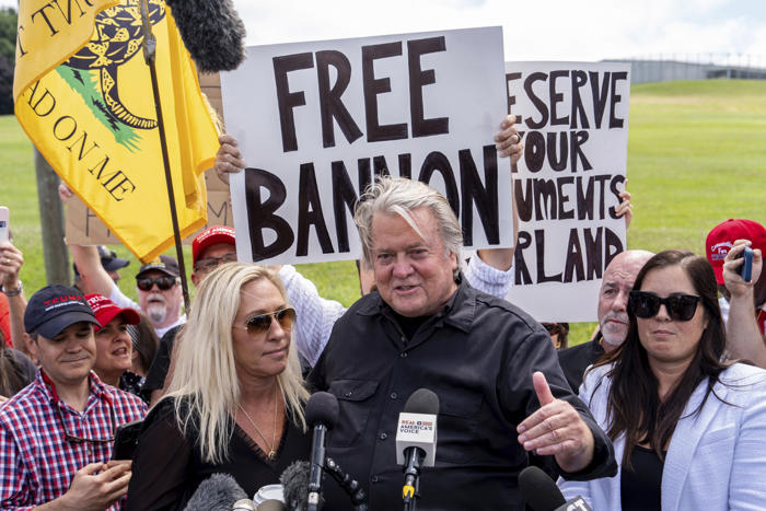 trump ally steve bannon surrenders to federal prison to serve 4-month sentence on contempt charges