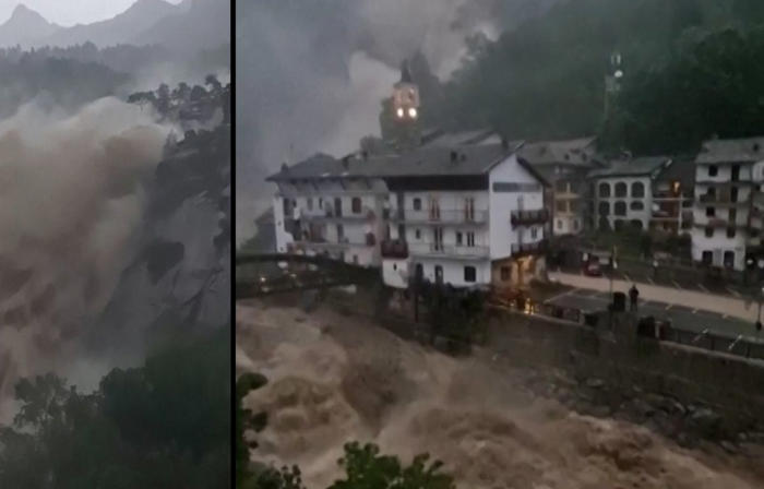 orages en italie : les images impressionnantes d’un torrent de boue qui se déverse dans un village