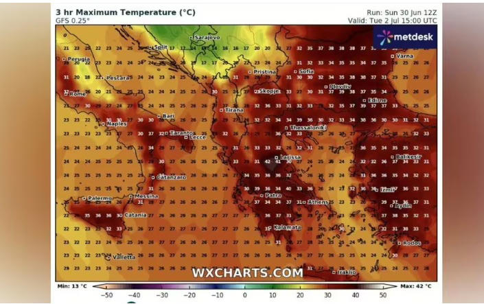 σαρωτικό κύμα καύσωνα τις επόμενες μέρες - ποιες περιοχές στην ελλάδα θα ξεπεράσουν τους 40 βαθμούς
