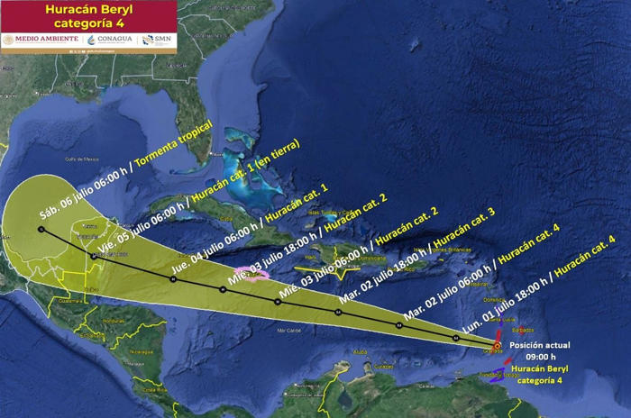yucatán en alerta: mortal huracán beryl se dirige a la península
