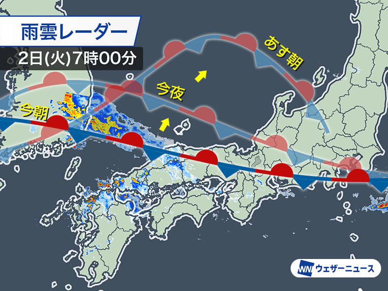 西日本で局地的に激しい雨 福岡などに土砂災害警戒情報