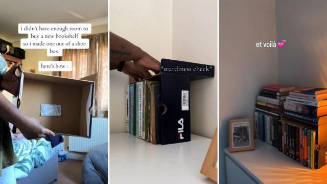 book lover demonstrates smart use for empty shoe boxes to elevate any limited space: 'this is so genius'