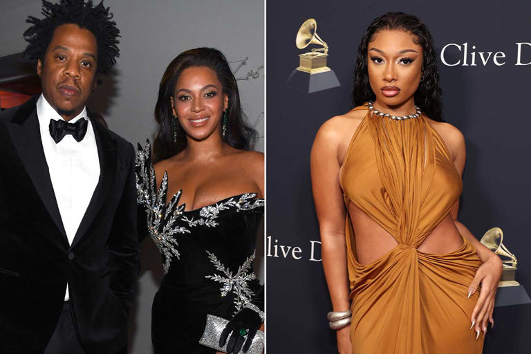Kevin Mazur/Getty; Amy Sussman/Getty Jay-Z, Beyonce and Megan Thee Stallion