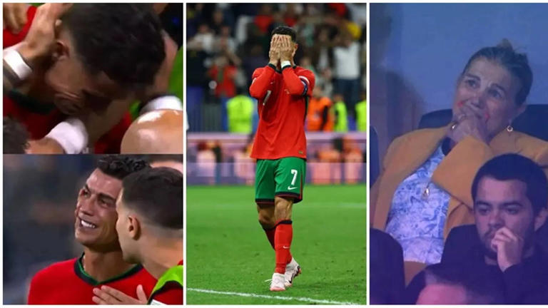 Moment Cristiano Ronaldo saw his mom crying in stand and completely broke down in tears following his penalty miss against Slovenia (video)