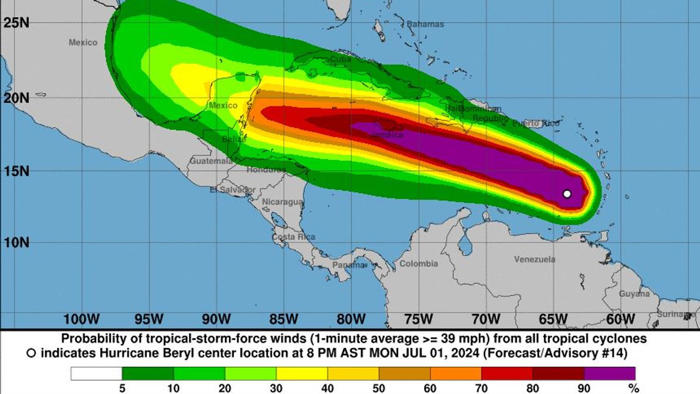 at least four dead as hurricane beryl heads towards jamaica