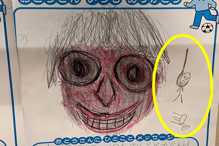 子供の絵に隠されたSOS？5歳児が描いた赤い顔の父親と右側に描き込んだ謎の落書き