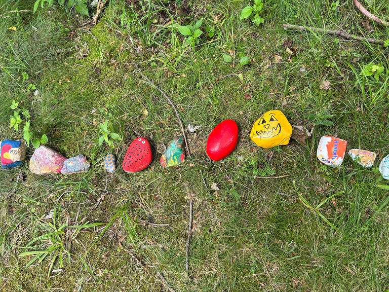 Cheshire community ‘rock snake' begins to grow along river trail