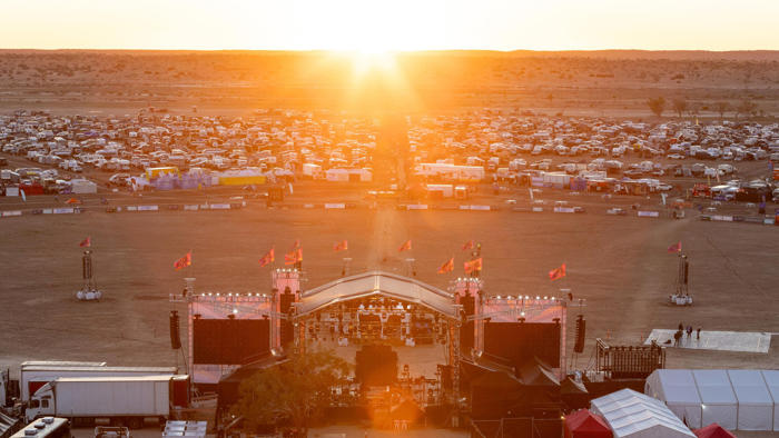 big red bash kicks off in birdsville as sun rises over soggy festival grounds for the second year in a row