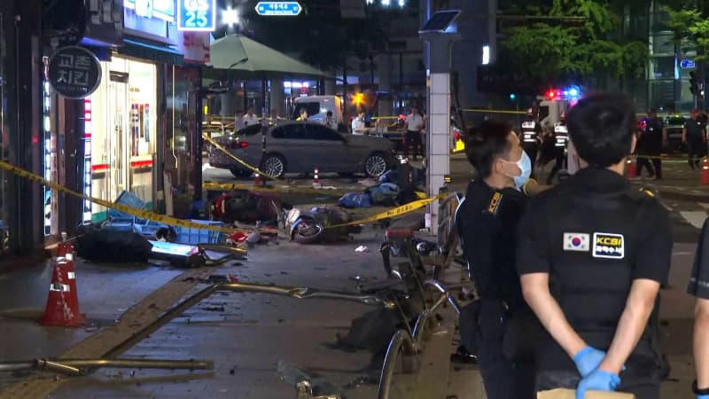 複数人がいる歩道に車が突っ込む瞬間映像 9人死亡・6人重軽傷 「車が急発進した」 60代男性を検挙 韓国・ソウル