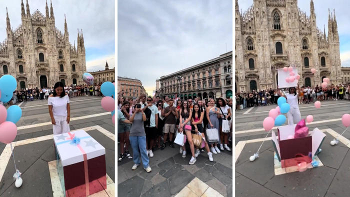 gender reveal party in piazza duomo a milano: il video su tiktok diventa virale