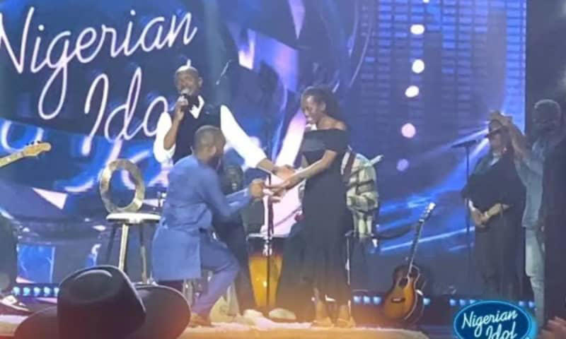 nigerian idol contestants, rosy, joszef get engaged on stage 
