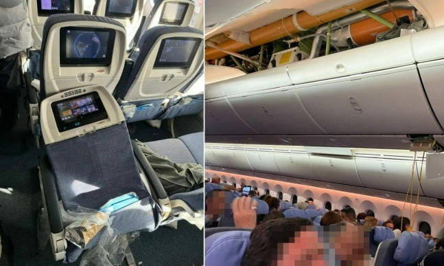 “비행기 탔다 다 죽는 줄 알았다”…난기류에 급강하, 천장으로 솟구친 승객