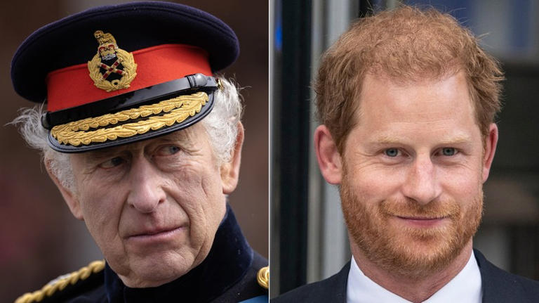 King Charles (L) and Prince Harry (R)