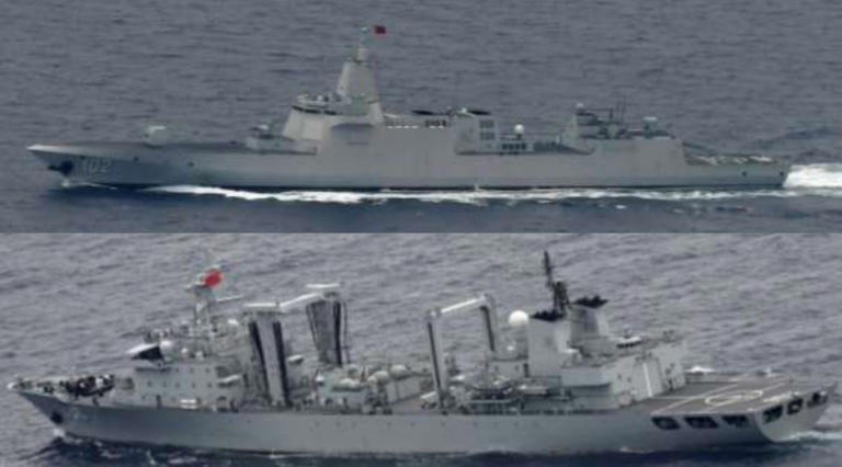 Chinese Warships Sail Near U.S. Ally in Show of Force