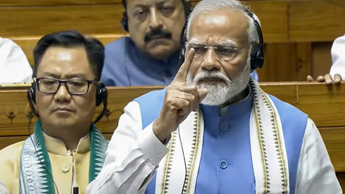 pm modi urges speaker to consider action against rahul gandhi over his first speech as lop in lok sabha
