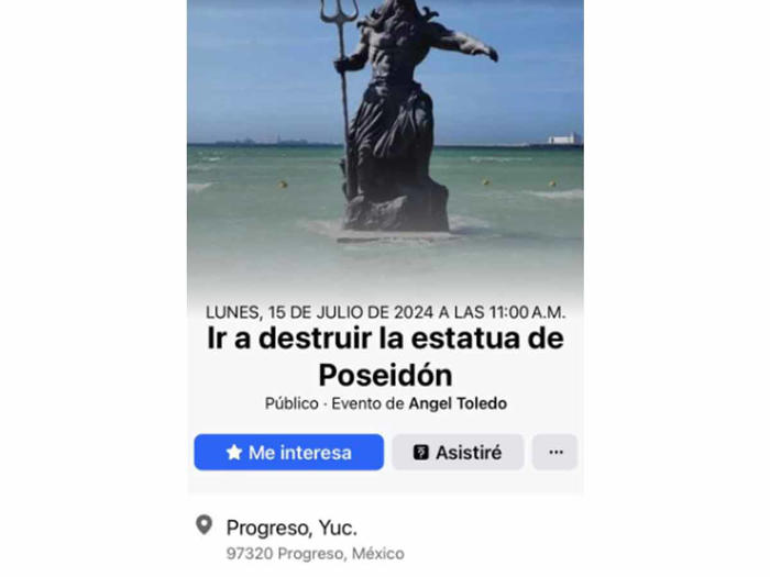 yucatecos se organizan para “destruir” estatua de poseidón y entregar sus restos a dios maya