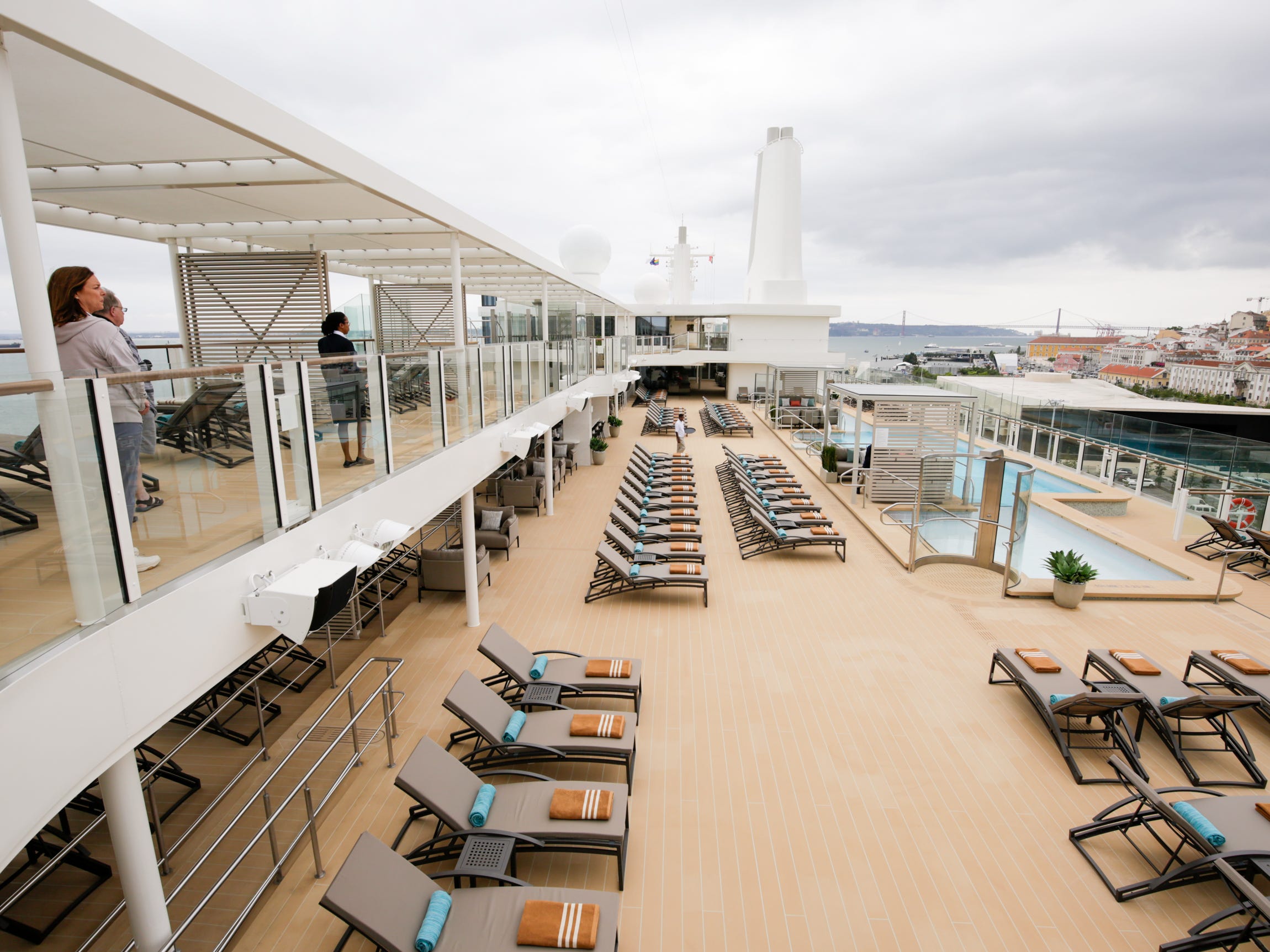 <p>But unlike most ships, the pool isn't surrounded by lounge chairs. Instead, it's off-centered and closer to the vessel's edge, giving swimmers a panoramic view of Silver Ray's surroundings instead of sunbathers' toes.</p>