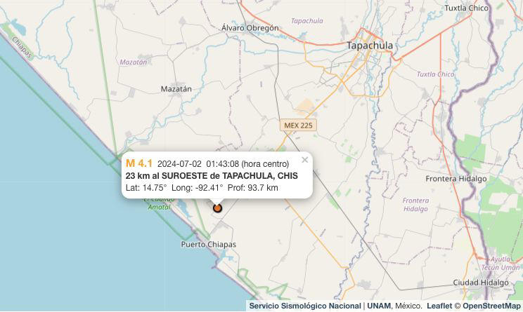 sismo hoy 2 de julio de 2024: temblor de 4.2 'sacude' ciudad hidalgo, chiapas