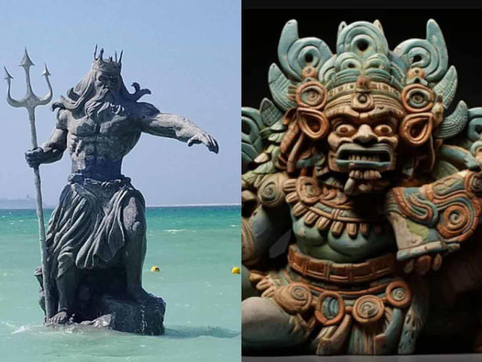 yucatecos se organizan para “destruir” estatua de poseidón y entregar sus restos a dios maya