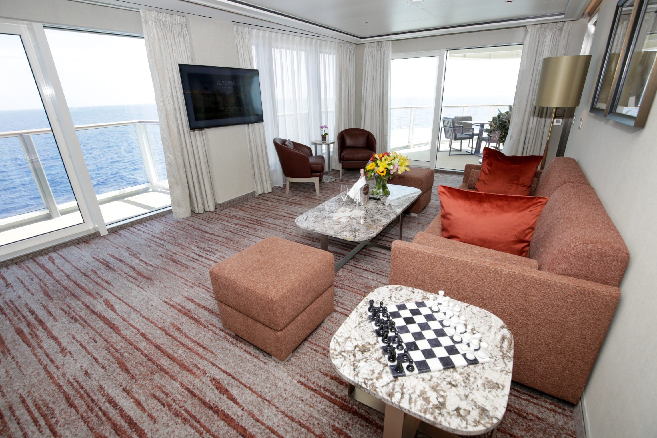 <p>The ship's accommodations range from 357 square feet to 1,324 square feet. </p><p>The <a href="https://www.businessinsider.com/most-expensive-ultra-luxury-cruise-cabin-silversea-new-ship-suite-2024-6">largest suite on Silver Ray</a>, of which there are two, comes with a private hot tub, a library, and a starting cost of $17,000 per person.</p><p>However, even the smallest accommodations still have walk-in closets and marble bathrooms.</p>
