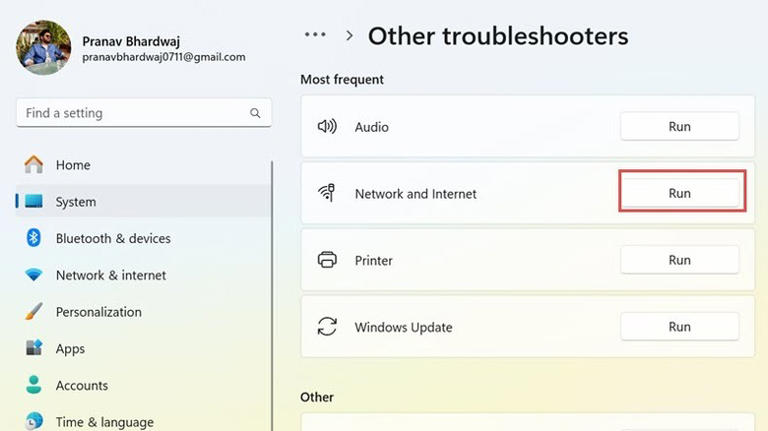 Windows 11 Network and Internet Troubleshooters