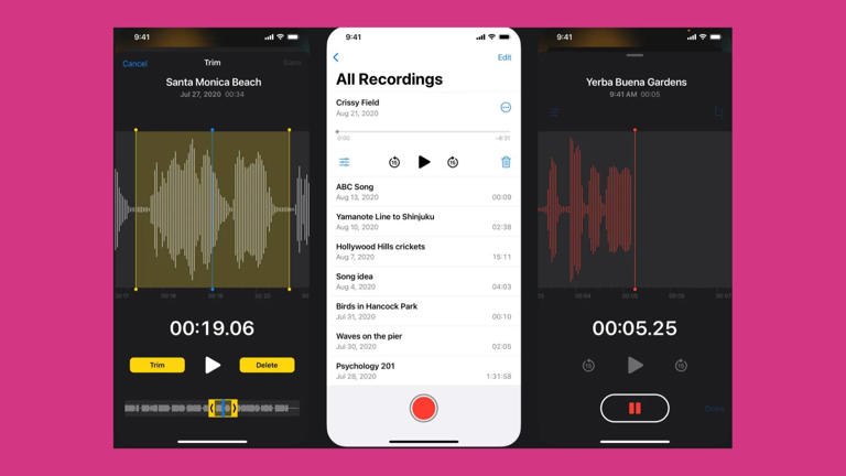 screenshot of voice memos app