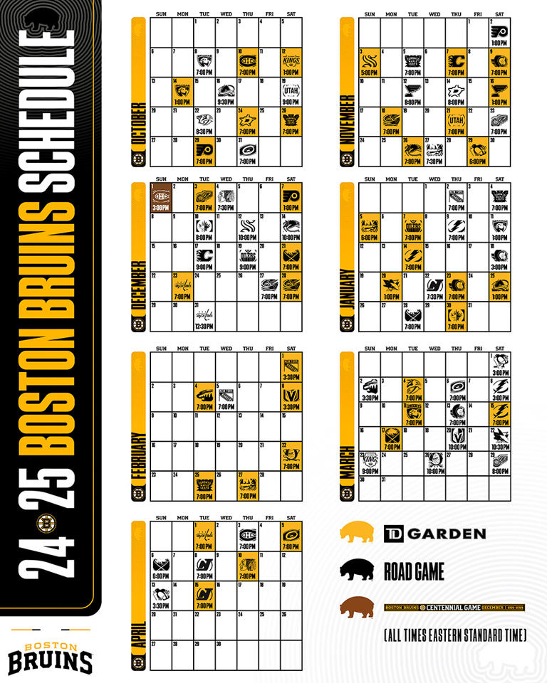 Bruins 202425 schedule announced