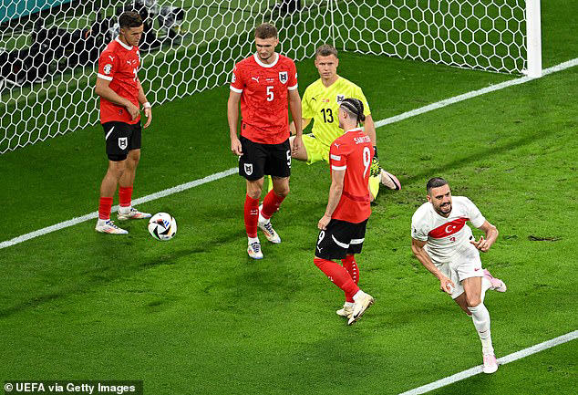 fans slam austria's 'terrible' defending against turkey as merih demiral scores after just 57 seconds of euro 2024 last-16 clash