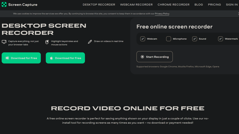 screenshot of screencapture website