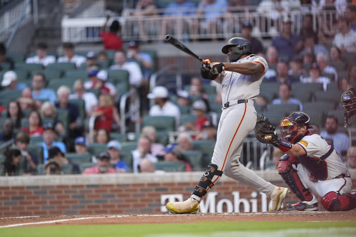 soler, wade and ramos homer as the giants beat the braves 5-3