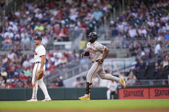 soler, wade and ramos homer as the giants beat the braves 5-3